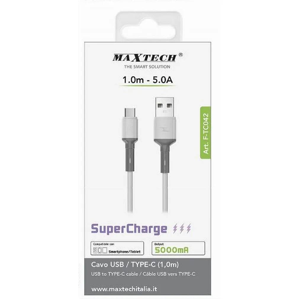 CAVO USB A TYPE-C SUPERCHARGE RICARICA DATI 1MT 5A PER SMARTPHONE TABLET F-TC042
