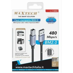 CAVO USB BM2.0 MASCHIO 480 MBPS 3 MT COMPATIBILE STAMPANTE ETICHETTATRICE F-BM02