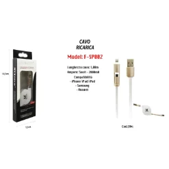 CAVO USB FILO RICARICA PER IPHONE SAMSUNG HUAWEI 5VOLT - 2000MA 1MT MAXTECH F-SP002