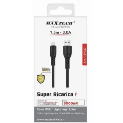 CAVO USB LIGHTNING 3A 1.5MT SUPER RICARICA DATI RESISTENTE IPHONE IPAD IPOD F-IP047