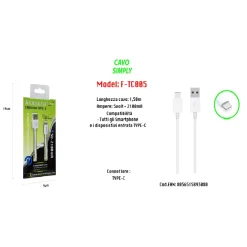 CAVO USB PER RICARICA SMARTPHONE 1,50MT SIMPLY 5VOLT - 2100MA MAXTECH F-TC005