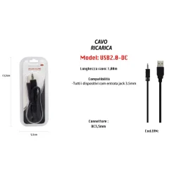 CAVO USB RICARICA PER DISPOSITIVI CELLULARI ENTRATA JACK 3,5MM 1MT MAXTECH USB2.0-DC