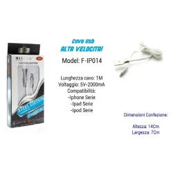 CAVO USB RICARICA VELOCE X IPHONE IPAD IPOD 5VOLT - 2000MA 1MT MAXTECH F-IP014