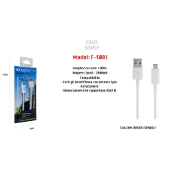 CAVO USB SIMPLY SMARTPHONE SAMSUNG 5VOLT - 2000MA 1,00MT 5PIN MAXTECH F-S001