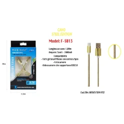 CAVO USB STEEL EDITION X SMARTPHONE 5 PIN 5VOLT - 2100MA 1,0 MT MAXTECH F-S013