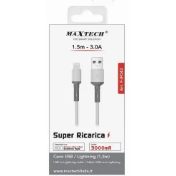 CAVO USB/LIGHTNING 3A 1.5 METRI SUPER RICARICA DATI PER IPAD IPOD IPHONE F-IP043