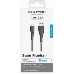 CAVO USB/MICRO USB 1.5 METRI SUPER RICARICA DATI 3A PER TABLET SMARTPHONE F-S049