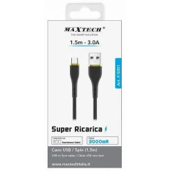 CAVO USB/MICRO USB TRASFERIMENTO DATI SUPER RICARICA 1.5 MT 3A SMARTPHONE F-S051