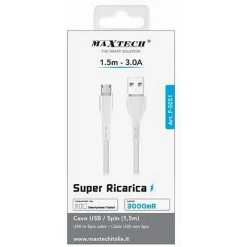 CAVO USB/MICRO USB TRASFERIMENTO DATI SUPER RICARICA 1.5 MT 3A SMARTPHONE F-S051