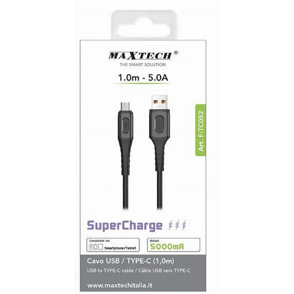 CAVO USB/TYPE-C 1 MT 5A SUPER CARICA TRASMISSIONE DATI SMARTPHONE TABLET F-TC052