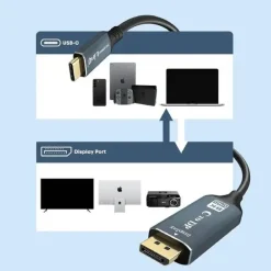CAVO VIDEO ADATTATORE DA TYPE-C A DP DISPLAY PORT ULTRA HD 8K 1,8 MT TPC-DP8K60