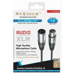 CAVO XLR 3 PIN XLR MASCHIO FEMMINA AUDIO PROLUNGA MICROFONO DA 1.8 METRI XLR-01
