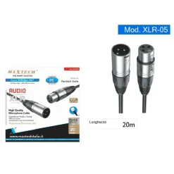 CAVO XLR MASCHIO / FEMMINA 3 PIN AUDIO PROLUNGA PER MICROFONO DA 20 METRI XLR-05