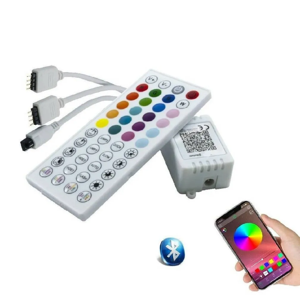 CENTRALINA MUSICALE PER STRISCE LED RGB BLUETOOTH 2 CONNETTORI TE-RGB3 TELECOMANDO