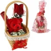 CESTA CON PELUCHE ORSETTO ROSSO IDEA REGALO SAN VALENTINO FIORI CONFEZIONE 63294