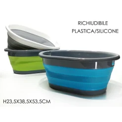 CESTA CONTENITORE PER BUCATO RICHIUDIBILE SALVASPAZIO 17 LITRI IN PLASTICA SILICONE