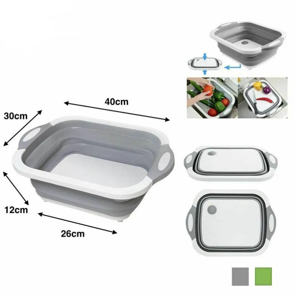 CESTELLO VASCHETTA VASSOIO TAGLIERE PIEGHEVOLE IN PLASTICA MULTIUSO PER CUCINA