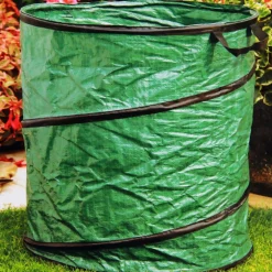 CESTINO CESTO PER RIFIUTI DA GIARDINO FOGLIE PLASTICA IMPERMEABILE CON MANICI