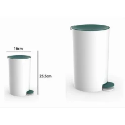 CESTINO PATTUMIERA A PEDALE ARREDO BAGNO BIANCO VERDE PLASTICA ACCESSORIO 69975