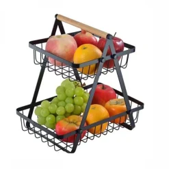 CESTINO PER FRUTTA PANE SNACK VERDURA ALZATINA PORTATUTTO 2 RIPIANI CONTENITORE