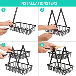 CESTINO PER FRUTTA PANE SNACK VERDURA ALZATINA PORTATUTTO 2 RIPIANI CONTENITORE