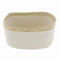 CESTINO PORTA BIANCHERIA OGGETTI IN VIMINI INTRECCIATO BICOLORE 25X18X13CM 10675