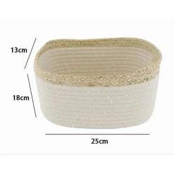 CESTINO PORTA BIANCHERIA OGGETTI IN VIMINI INTRECCIATO BICOLORE 25X18X13CM 10675