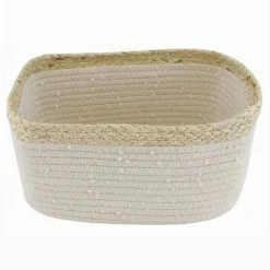 CESTINO PORTA BIANCHERIA OGGETTI IN VIMINI INTRECCIATO BICOLORE 30X22X14CM 10676
