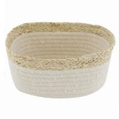 CESTINO PORTA BIANCHERIA OGGETTI IN VIMINI INTRECCIATO BICOLORE 20X15X11CM 10674