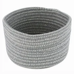 CESTINO PORTA OGGETTI CESTO TESSUTO INTRECCIATO GRIGIO TONDO CASA 16X10 CM 10643