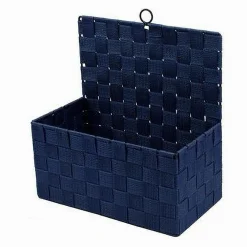 CESTINO PORTA OGGETTI CESTO IN TESSUTO BLU ORGANIZER MULTIUSO PER CASA 79094