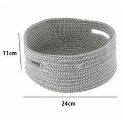 CESTINO PORTA OGGETTI CON MANICI CESTO TESSUTO INTRECCIATO ROTONDO 24X11CM 10638