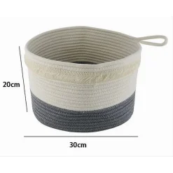 CESTINO PORTABIANCHERIA OGGETTI CORDA INTRECCIATA CESTO ORGANIZER 30X20 CM 10656