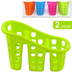 CESTINO SCOLAPOSATE SCOLA PORTAPOSATE 3 SCOMPARTI CUCINA PLASTICA COLORATO CUORI