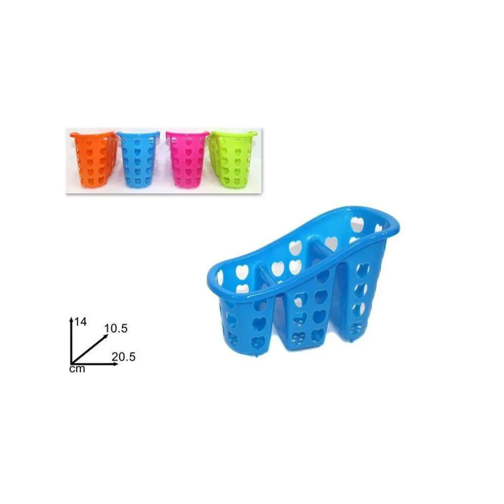 CESTINO SCOLAPOSATE SCOLA PORTAPOSATE 3 SCOMPARTI CUCINA PLASTICA COLORATO CUORI