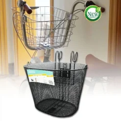 CESTINO SHOPPING PORTAPACCHI ANTERIORE MANUBRIO PER BICICLETTA BICI NERO ZX-9930