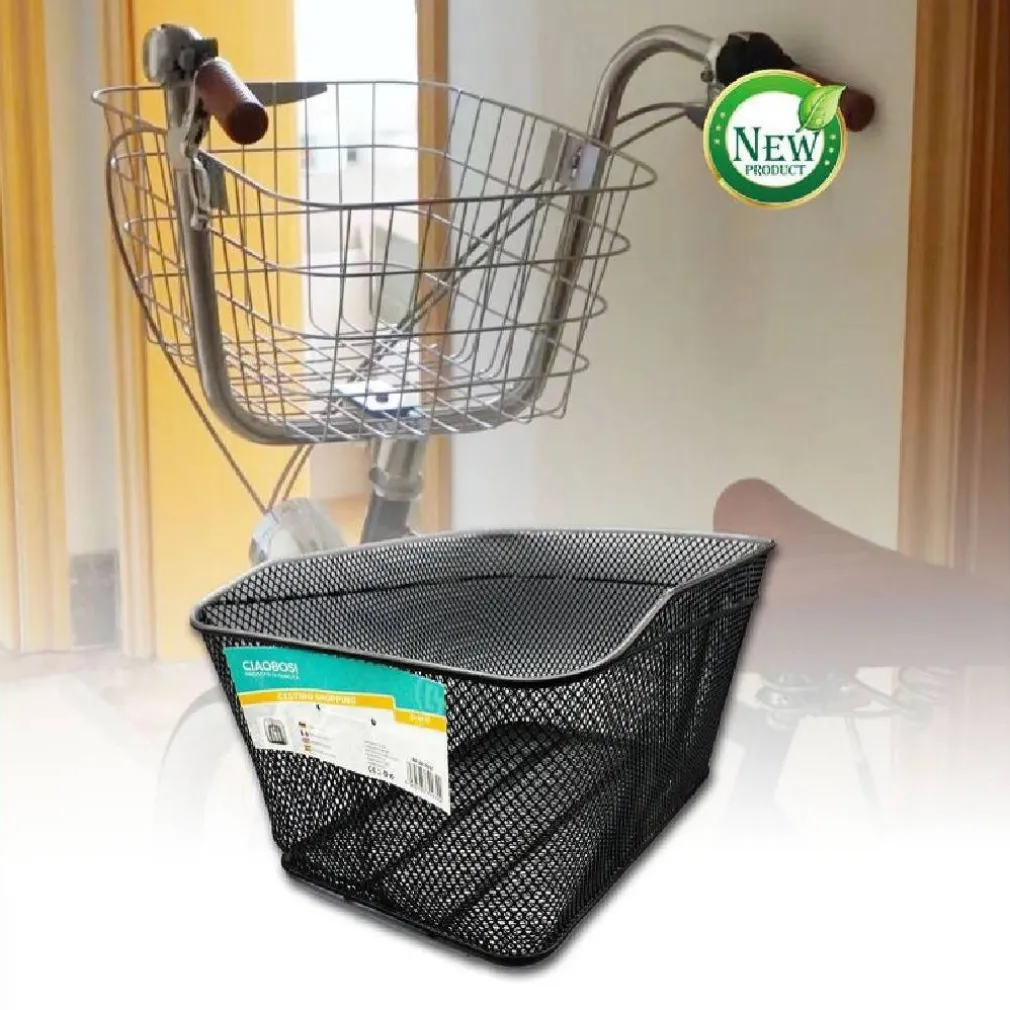 CESTINO SHOPPING PORTAPACCHI POSTERIORE BICICLETTA BICI NERO ACCESSORIO ZX-9932