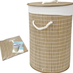 CESTO BIANCHERIA SPORCA PIEGHEVOLE IN BAMBU E TESSUTO PORTABIANCHERIA SALVASPAZI