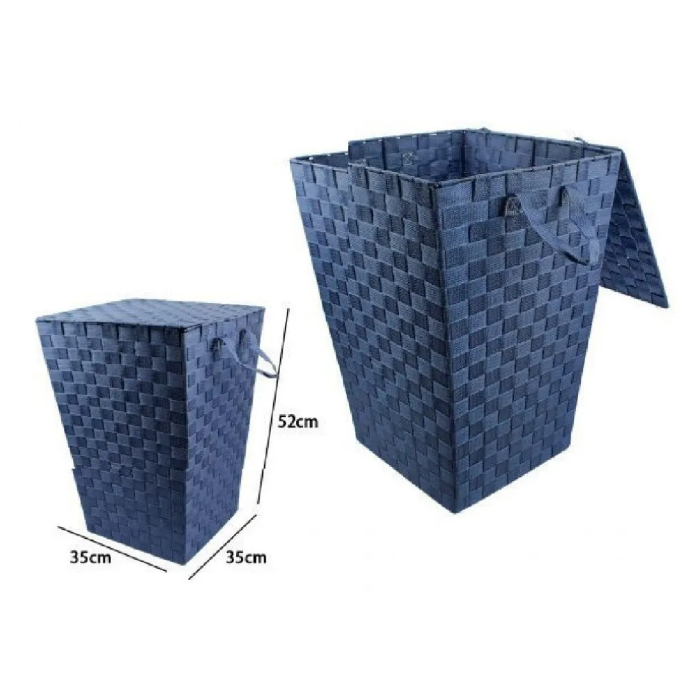 CESTO CESTINO PORTATUTTO PORTAOGGETTI BAGNO CASA CON COPERCHIO 35X52CM 79106 BLU