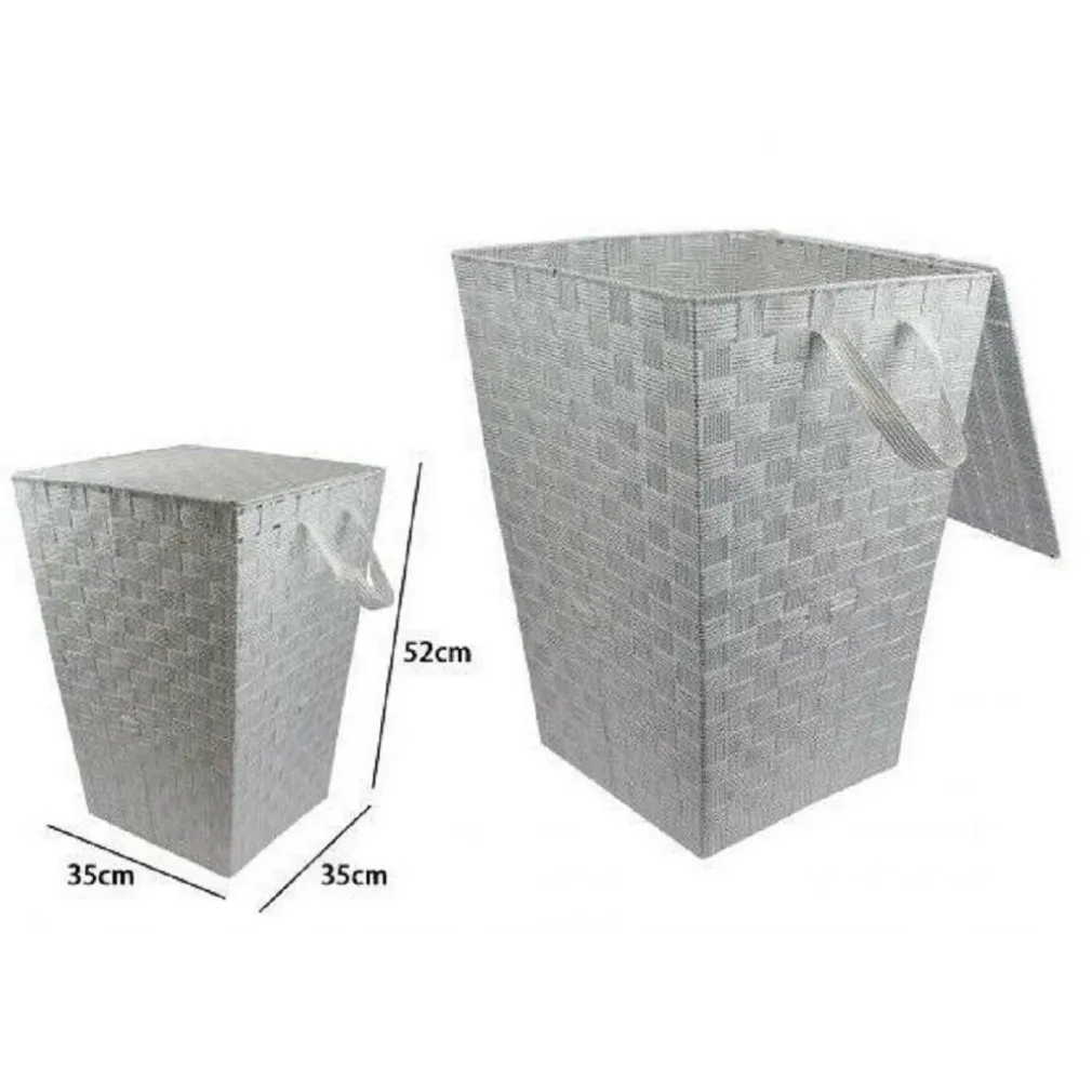 CESTO CESTINO PORTATUTTO PORTAOGGETTI CASA COPERCHIO 35X52CM 79102 GRIGIO CHIARO