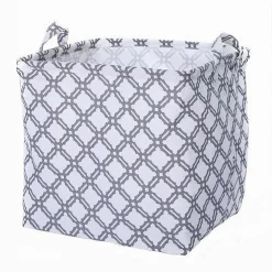 CESTO CONTENITORE PORTA BIANCHERIA BUCATO MANICI TESSUTO GRIGIO 33X33X31CM 79206