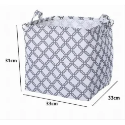 CESTO CONTENITORE PORTA BIANCHERIA BUCATO MANICI TESSUTO GRIGIO 33X33X31CM 79206