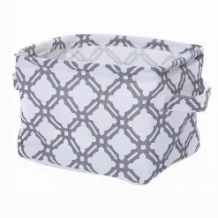 CESTO CONTENITORE PORTA BIANCHERIA BUCATO MANICI TESSUTO GRIGIO 26X20X16CM 79204