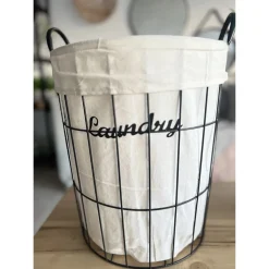 CESTO CONTENITORE PORTA BIANCHERIA TESSUTO CON STRUTTURA IN METALLO BAGNO 10629