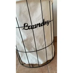CESTO CONTENITORE PORTA BIANCHERIA TESSUTO CON STRUTTURA IN METALLO BAGNO 10629