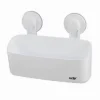 CESTO CONTENITORE PORTA OGGETTI A VENTOSA BIANCO ACCESSORI BAGNO 24X8X11CM 59552