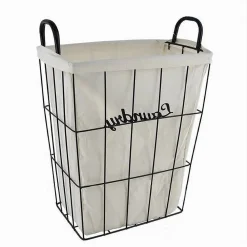 CESTO CONTENITORE PORTABIANCHERIA IN TESSUTO CON STRUTTURA IN METALLO BAGNO 10630