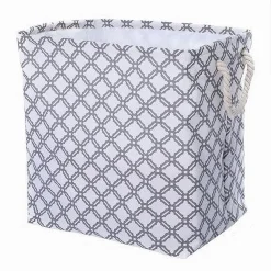 CESTO CONTENITORE PORTABIANCHERIA BUCATO MANICI TESSUTO GRIGIO 47X33X42.5CM 79210