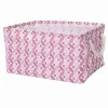 CESTO CONTENITORE PORTABIANCHERIA BUCATO CON MANICI TESSUTO ROSA 43X32X25CM 79207