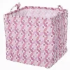 CESTO CONTENITORE PORTABIANCHERIA BUCATO CON MANICI TESSUTO ROSA 33X33X31CM 79205